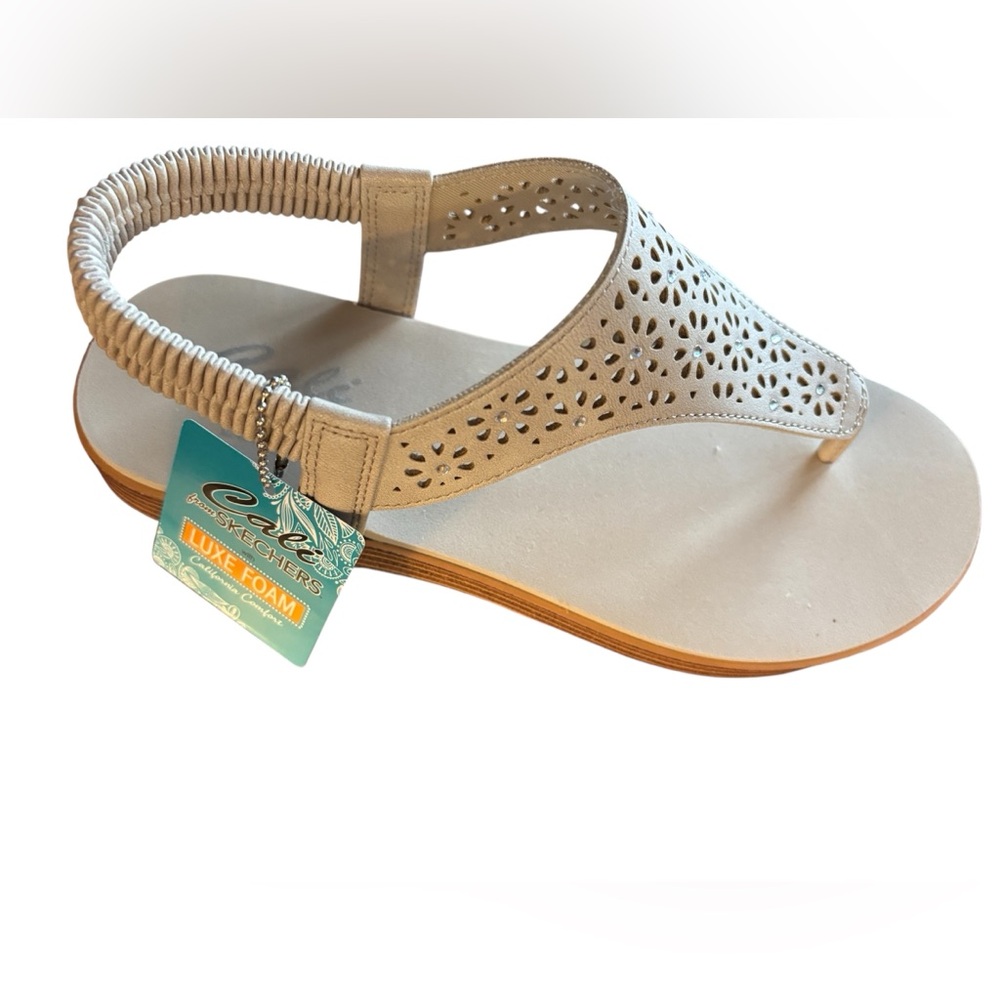 Cali from Skechers Ocean pearl taupe sandals size 8 Luxe foam